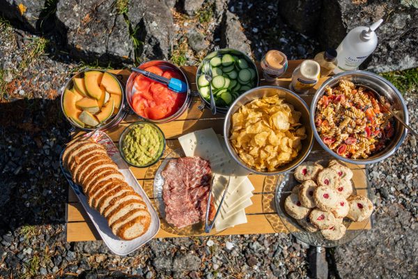 A prepared lunch spread on a table